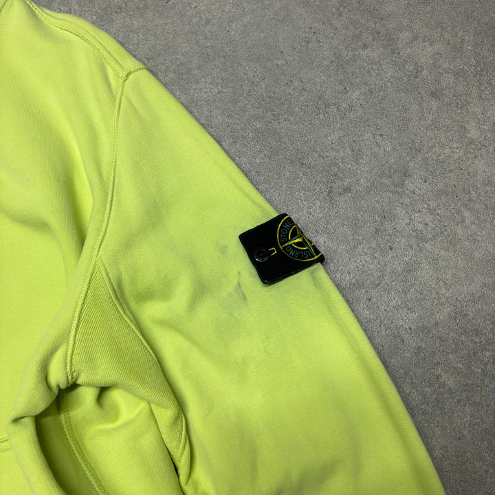 Vintage Stone Island Lime Green Pullover Hoodie (XL)