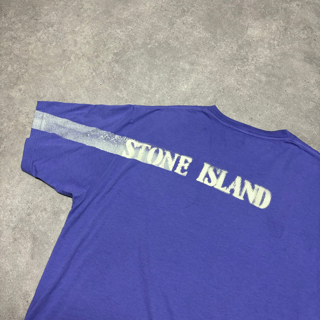 Vintage Stone Island Purple Spell Out T-Shirt (L)
