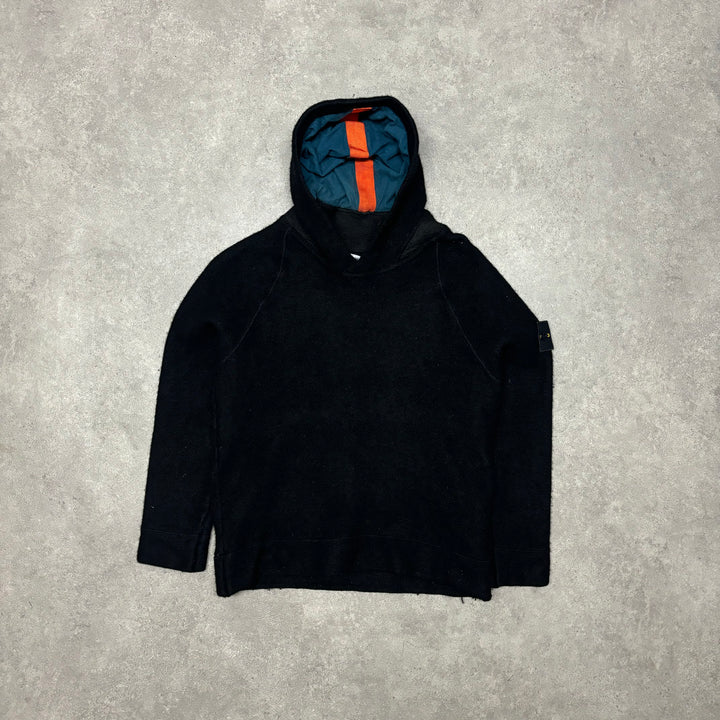 Vintage Stone Island Hooded Black Jumper (XS)