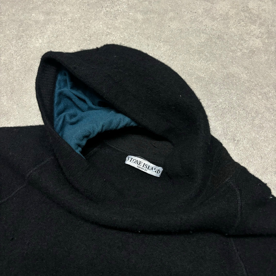 Vintage Stone Island Hooded Black Jumper (XS)