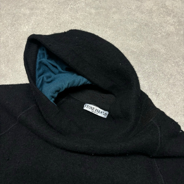 Vintage Stone Island Hooded Black Jumper (XS)