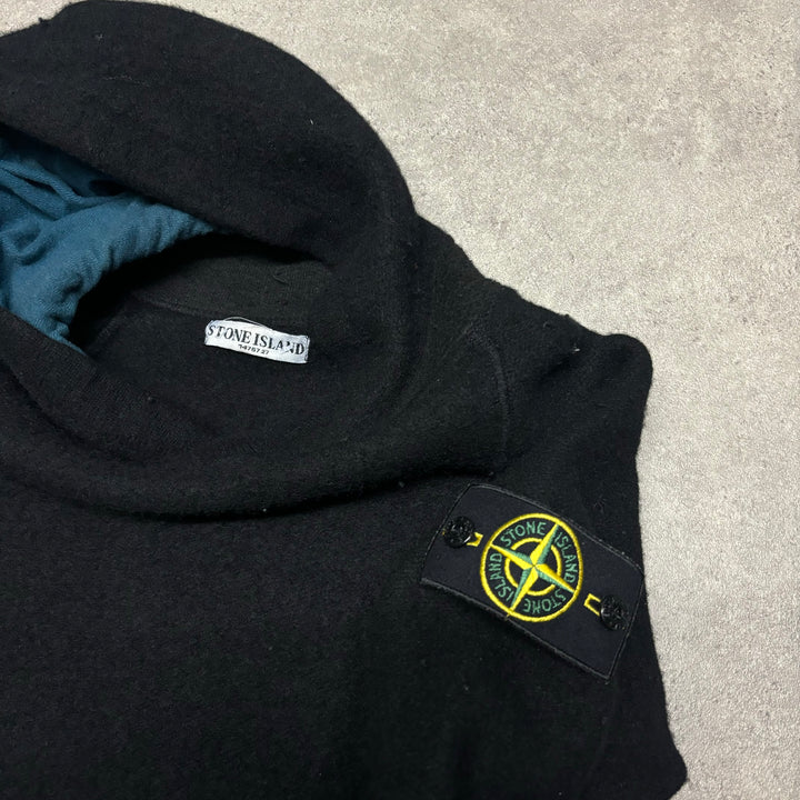 Vintage Stone Island Hooded Black Jumper (XS)