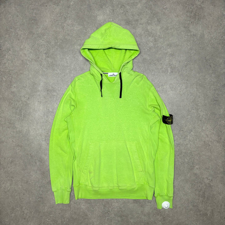 Vintage Stone Island Lime Green Pullover Hoodie (L)