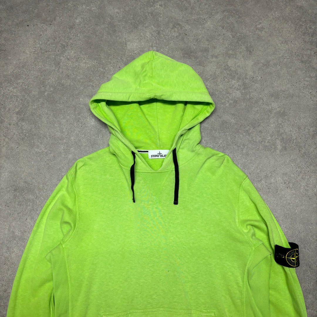 Vintage Stone Island Lime Green Pullover Hoodie (L)