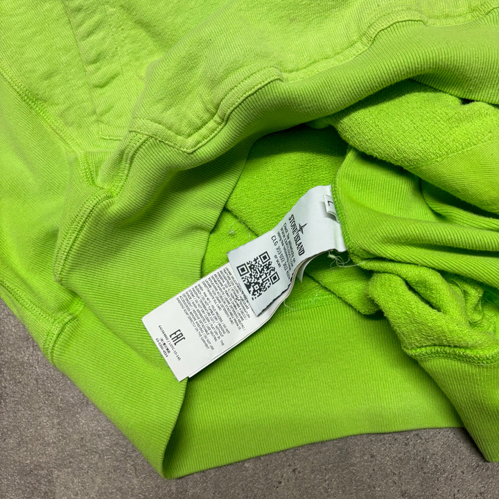 Vintage Stone Island Lime Green Pullover Hoodie (L)