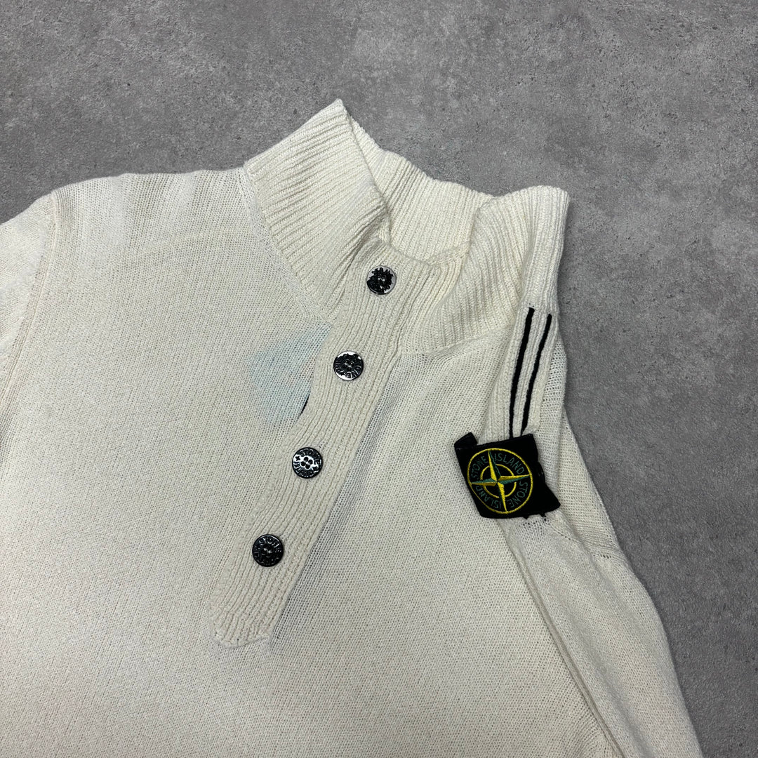 Vintage Stone Island S/S 2009 Cream Knitted Jumper (XXL)