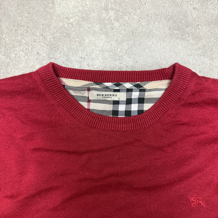 Vintage Burberry Crew Neck Jumper Size L Red