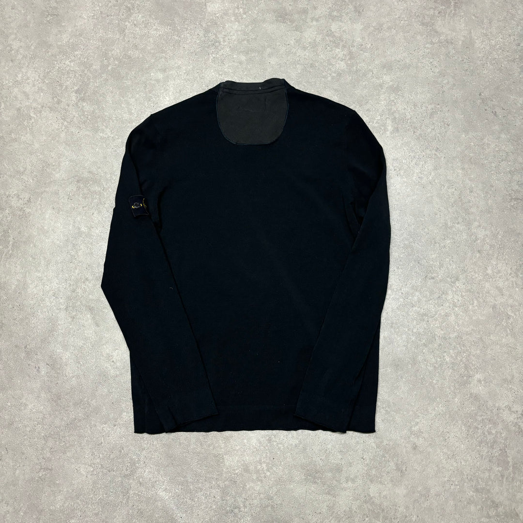 Vintage Stone Island V-Neck Black Knitted Jumper (XL)