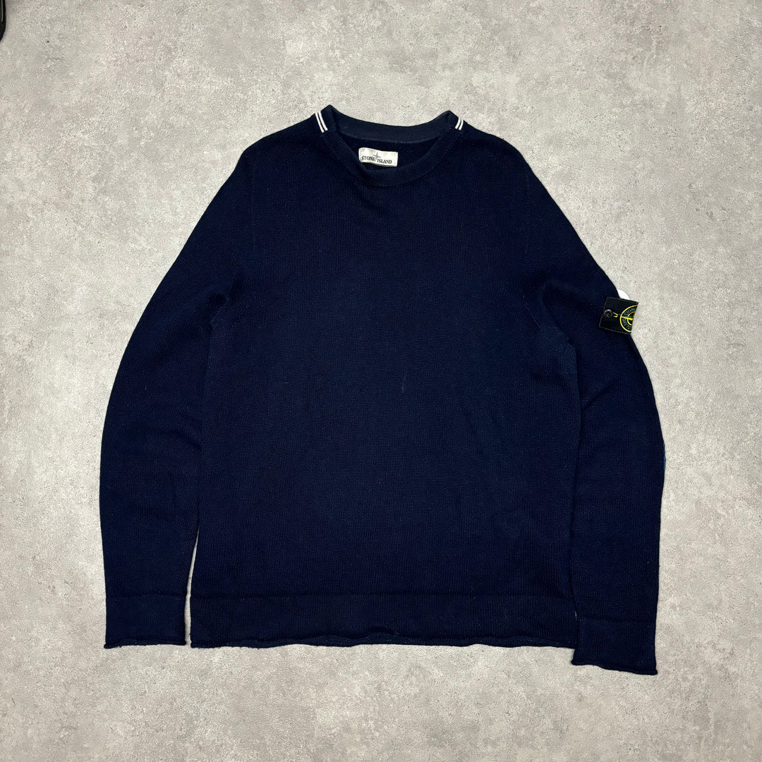 Vintage Stone Island Navy Heavy Knitted Sweater (XL)