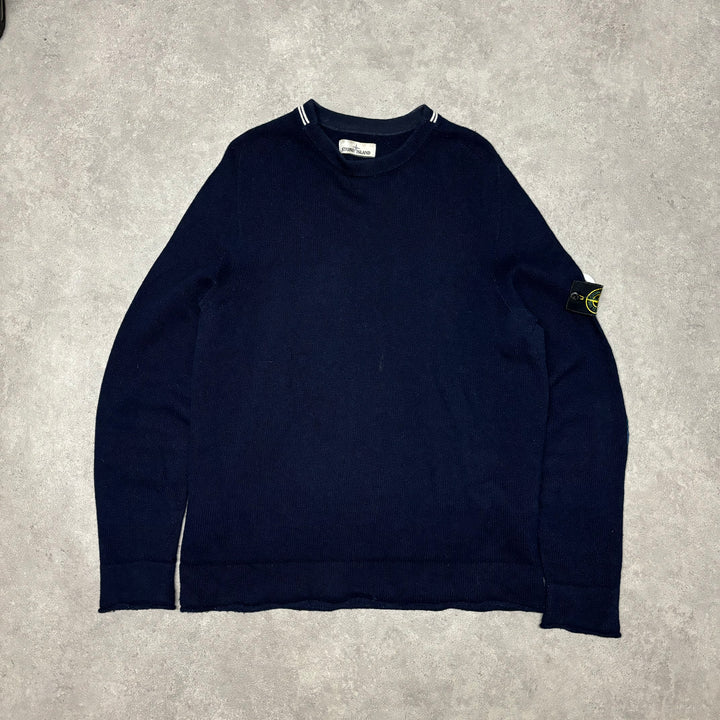 Vintage Stone Island Navy Heavy Knitted Sweater (XL)