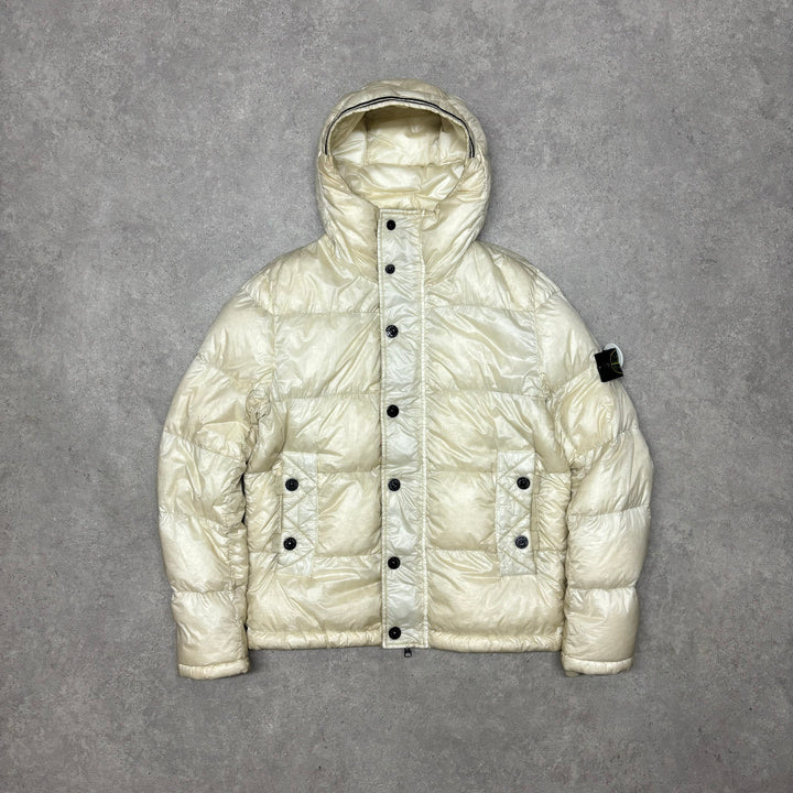 Vintage Stone Island Garment Dyed Down Cream Puffer Jacket (M)