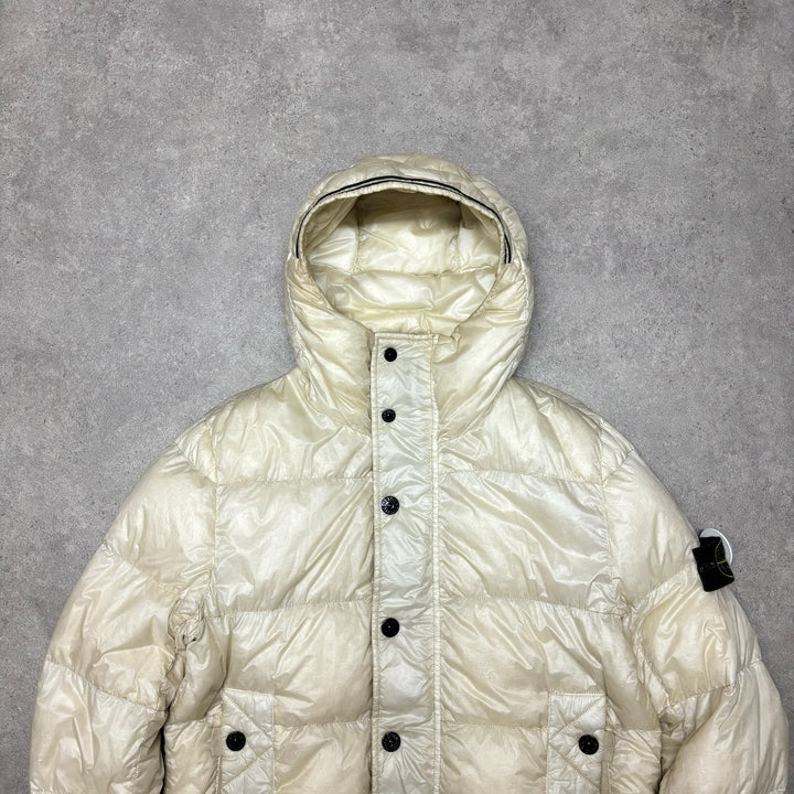 Vintage Stone Island Garment Dyed Down Cream Puffer Jacket (M)