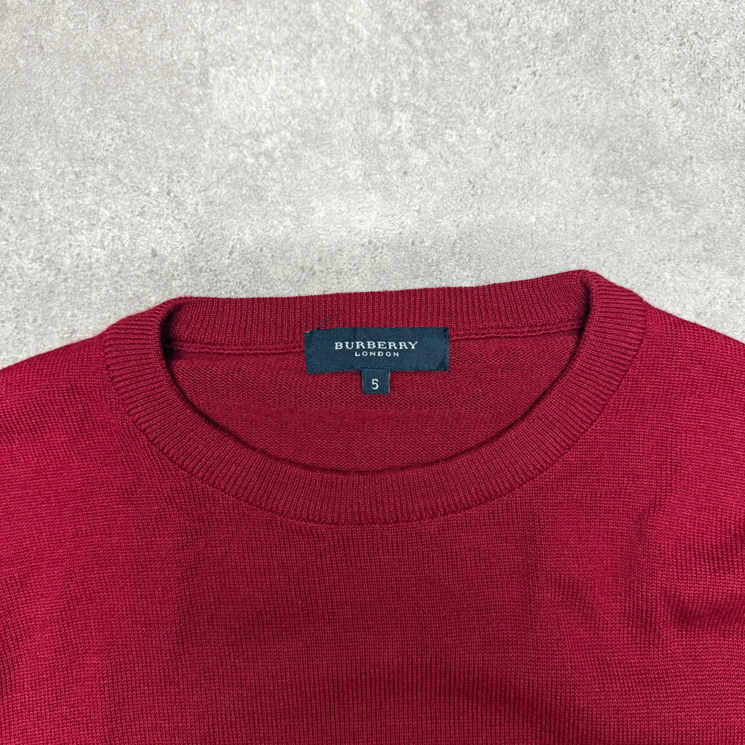 Vintage Burberry Crew Neck Jumper Size M Red