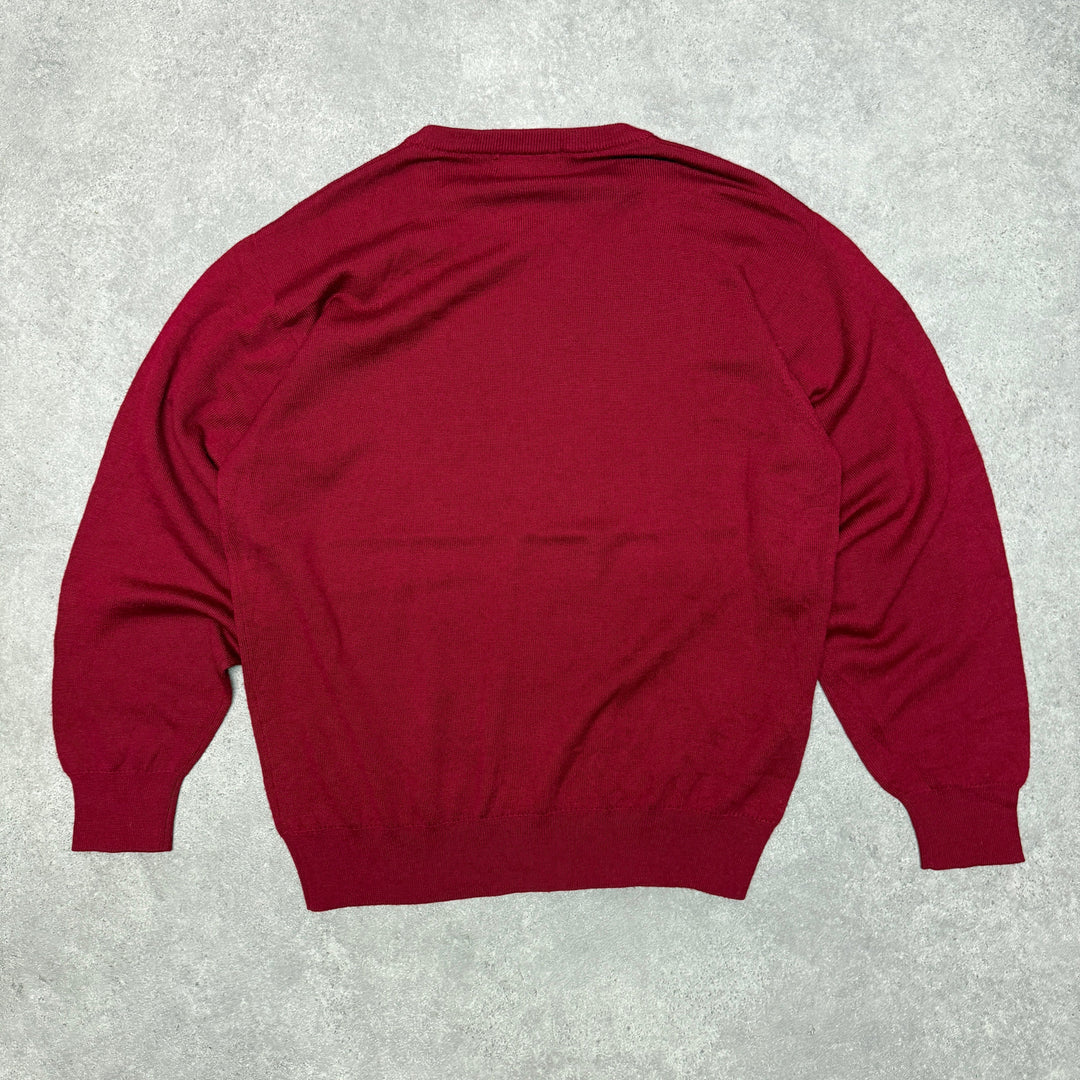 Vintage Burberry Crew Neck Jumper Size M Red