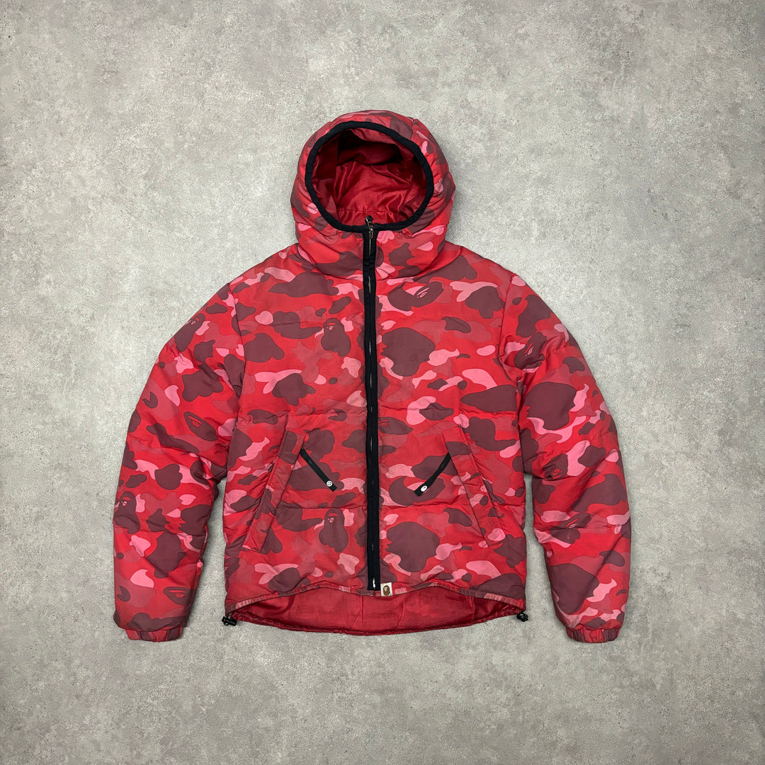 Bape Red Reversible Pharrell Camo Down Jacket (S)