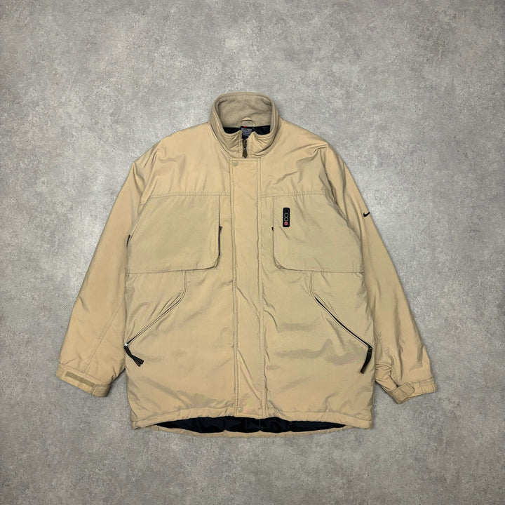 Vintage Nike Beige Full Zip Padded Jacket (L)