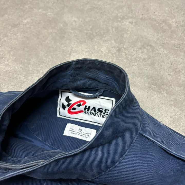 Vintage Nascar Rustu Navy & Red Racing Jacket (XL)