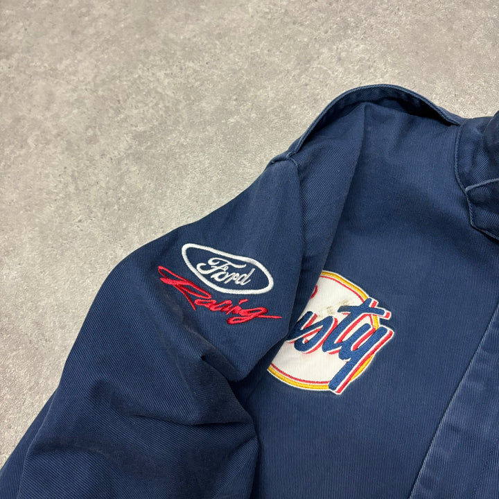 Vintage Nascar Rustu Navy & Red Racing Jacket (XL)