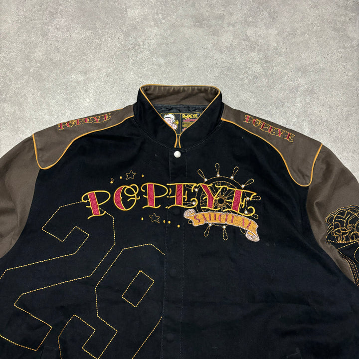 Vintage Popeye Black Racing Jacket (3XL)