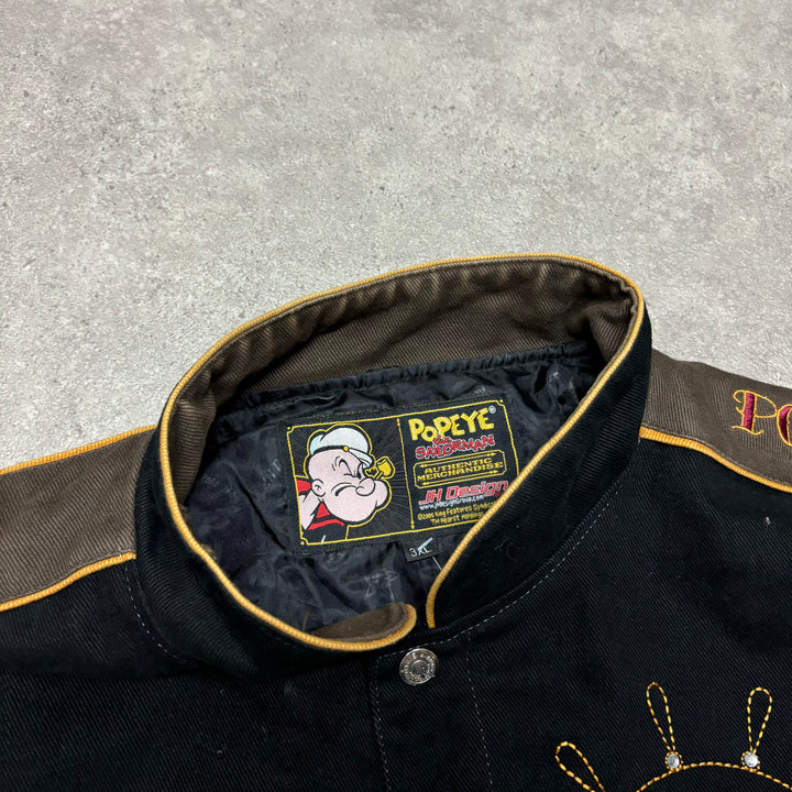 Vintage Popeye Black Racing Jacket (3XL)