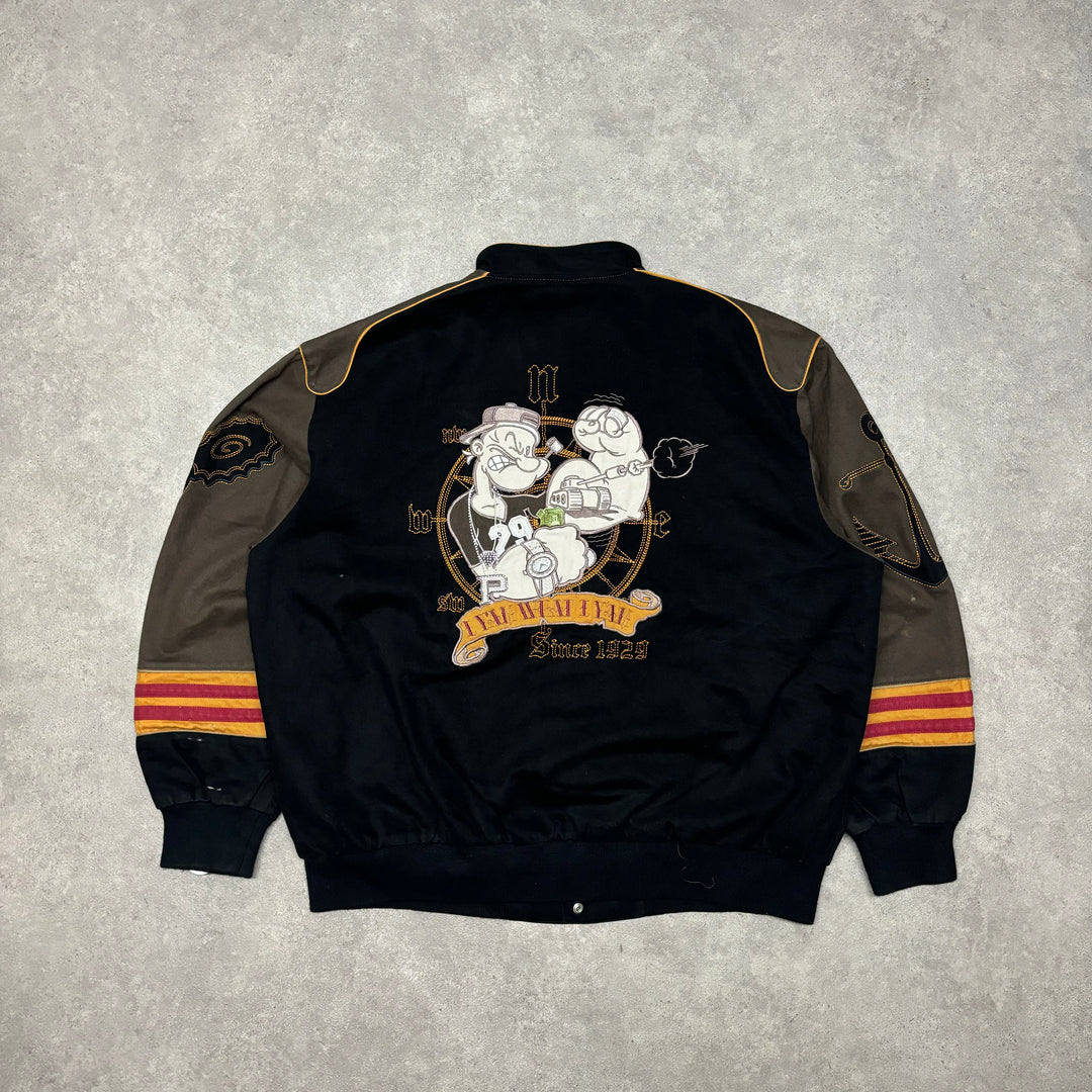 Vintage Popeye Black Racing Jacket (3XL)