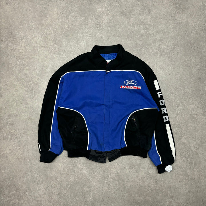 Vintage Nascar Ford Blue Racing Jacket (XXL)