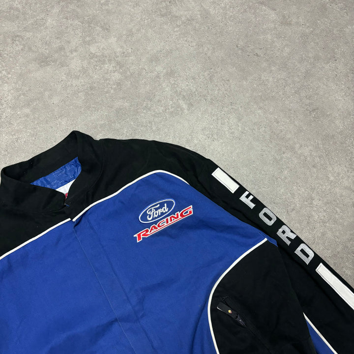 Vintage Nascar Ford Blue Racing Jacket (XXL)