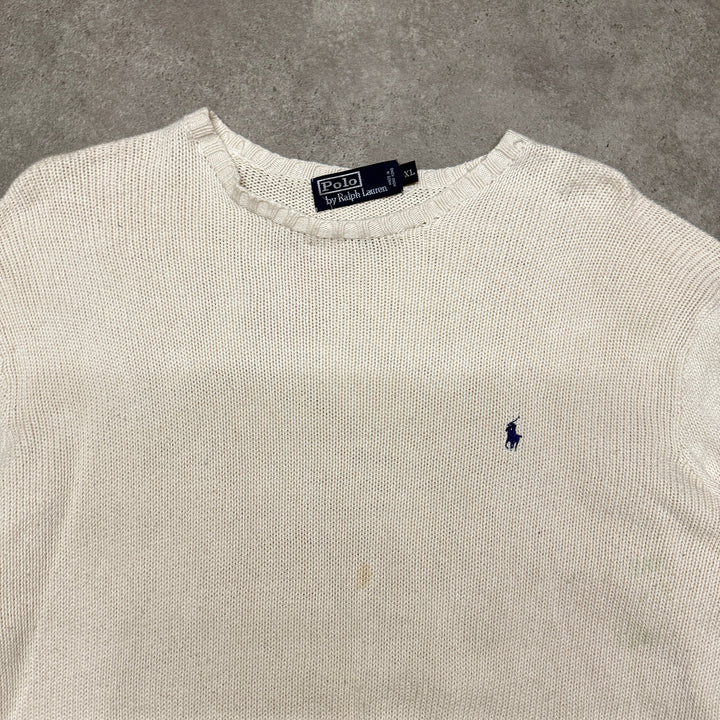 Polo Ralph Lauren Crew Neck Heavy Knit Jumper Size XL White