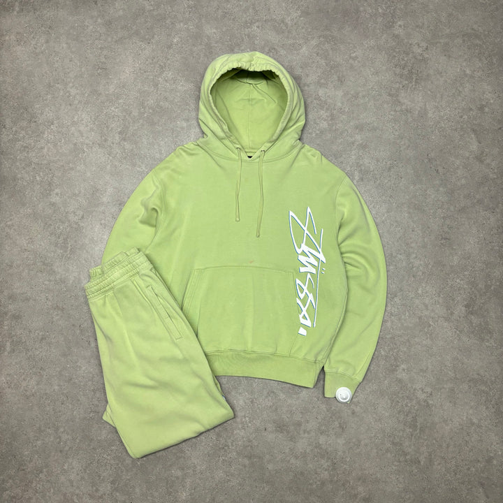Vintage Stussy Green Hoodie & Tracksuit Bottom Set (L)