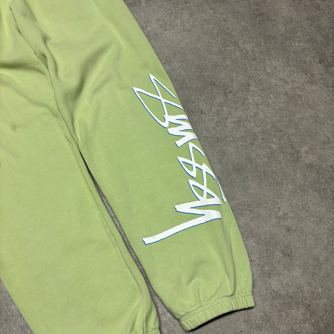 Vintage Stussy Green Hoodie & Tracksuit Bottom Set (L)