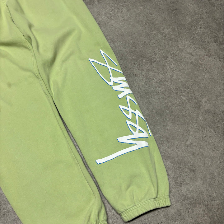 Vintage Stussy Green Hoodie & Tracksuit Bottom Set (L)