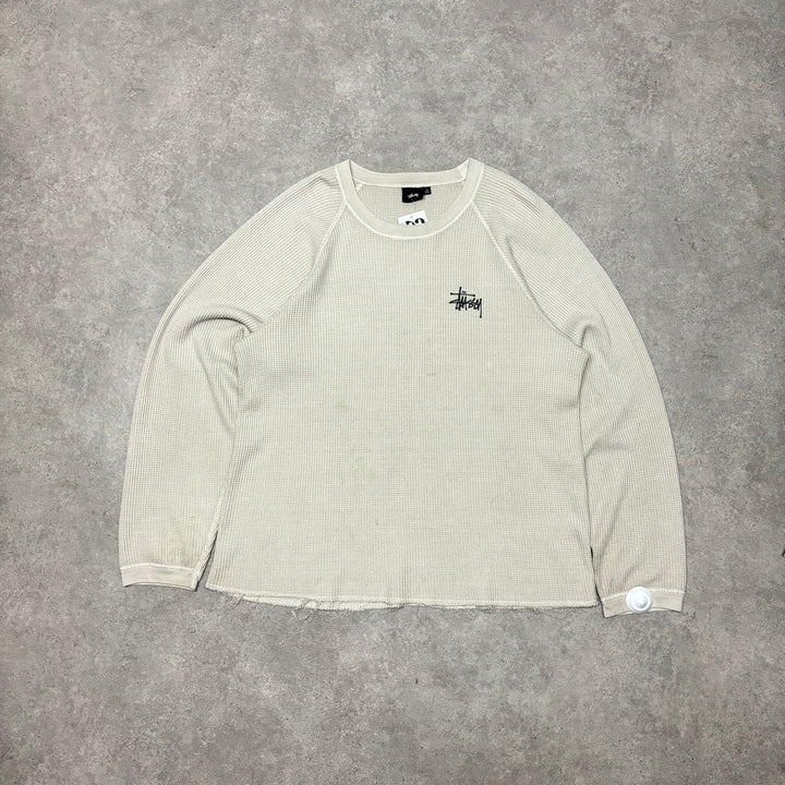 Vintage Stussy Cream Thermal Long Sleeve (L)