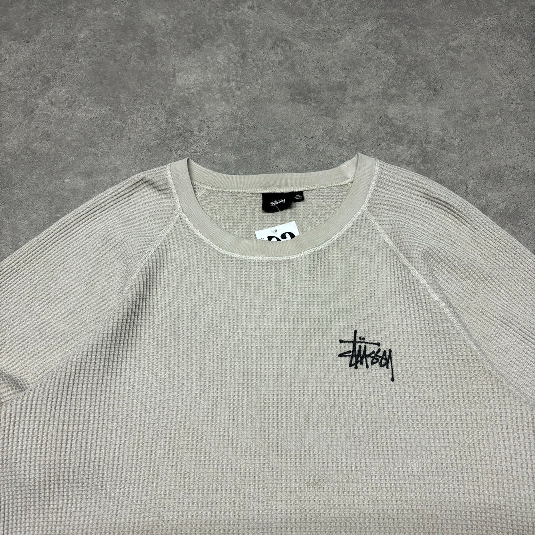 Vintage Stussy Cream Thermal Long Sleeve (L)