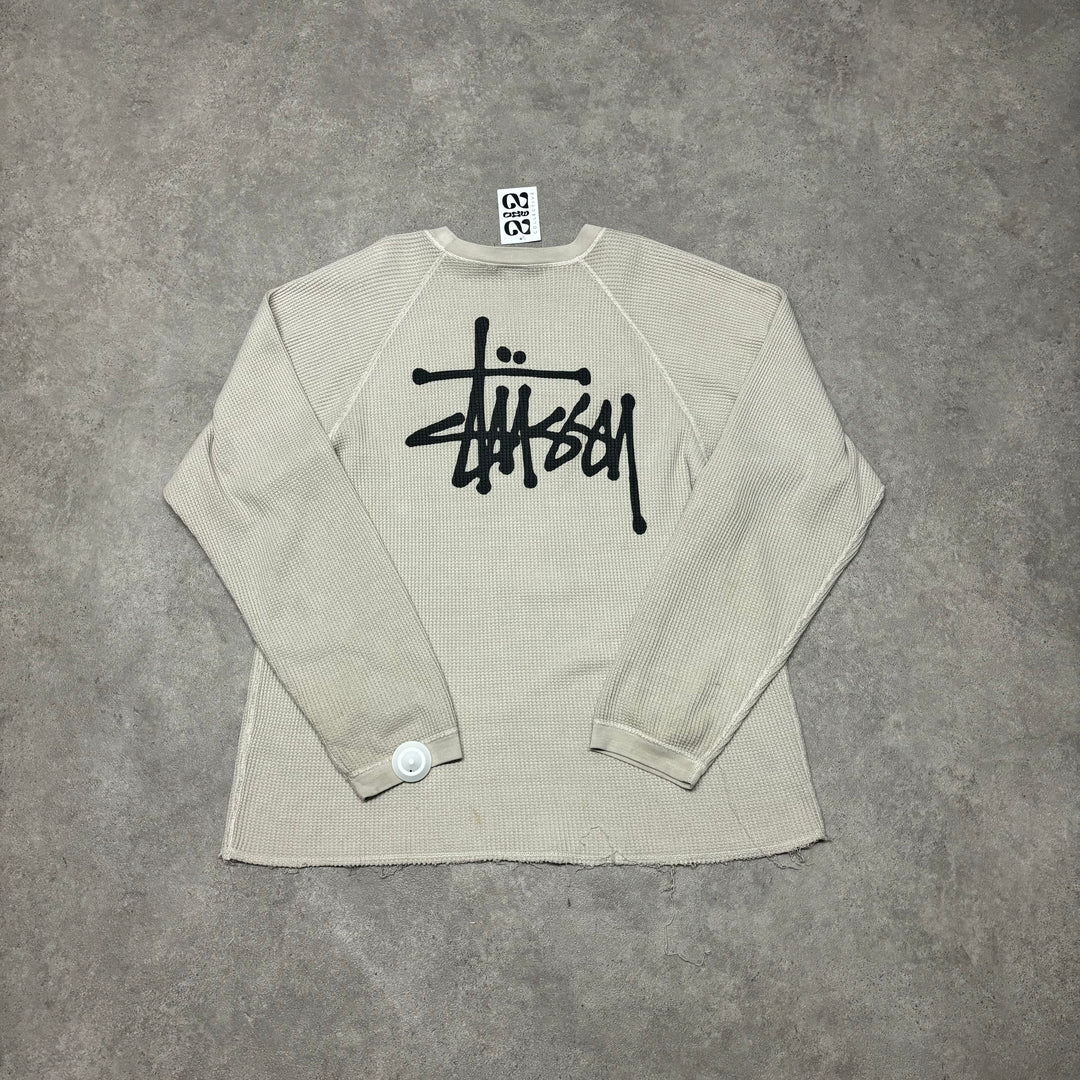 Vintage Stussy Cream Thermal Long Sleeve (L)