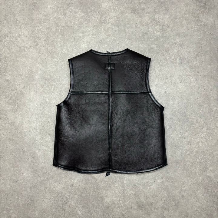 MKI Miyakio Zaku Sample Sherling Brown Leather Gilet (S)