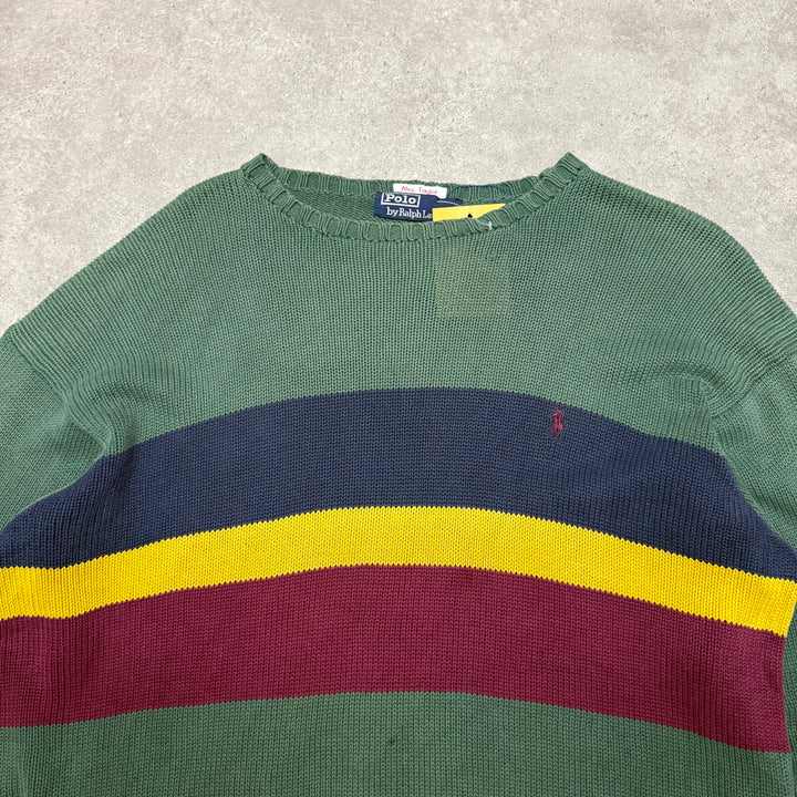 Polo Ralph Lauren Knitted Jumper Striped Size M Green