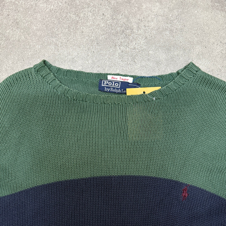 Polo Ralph Lauren Knitted Jumper Striped Size M Green