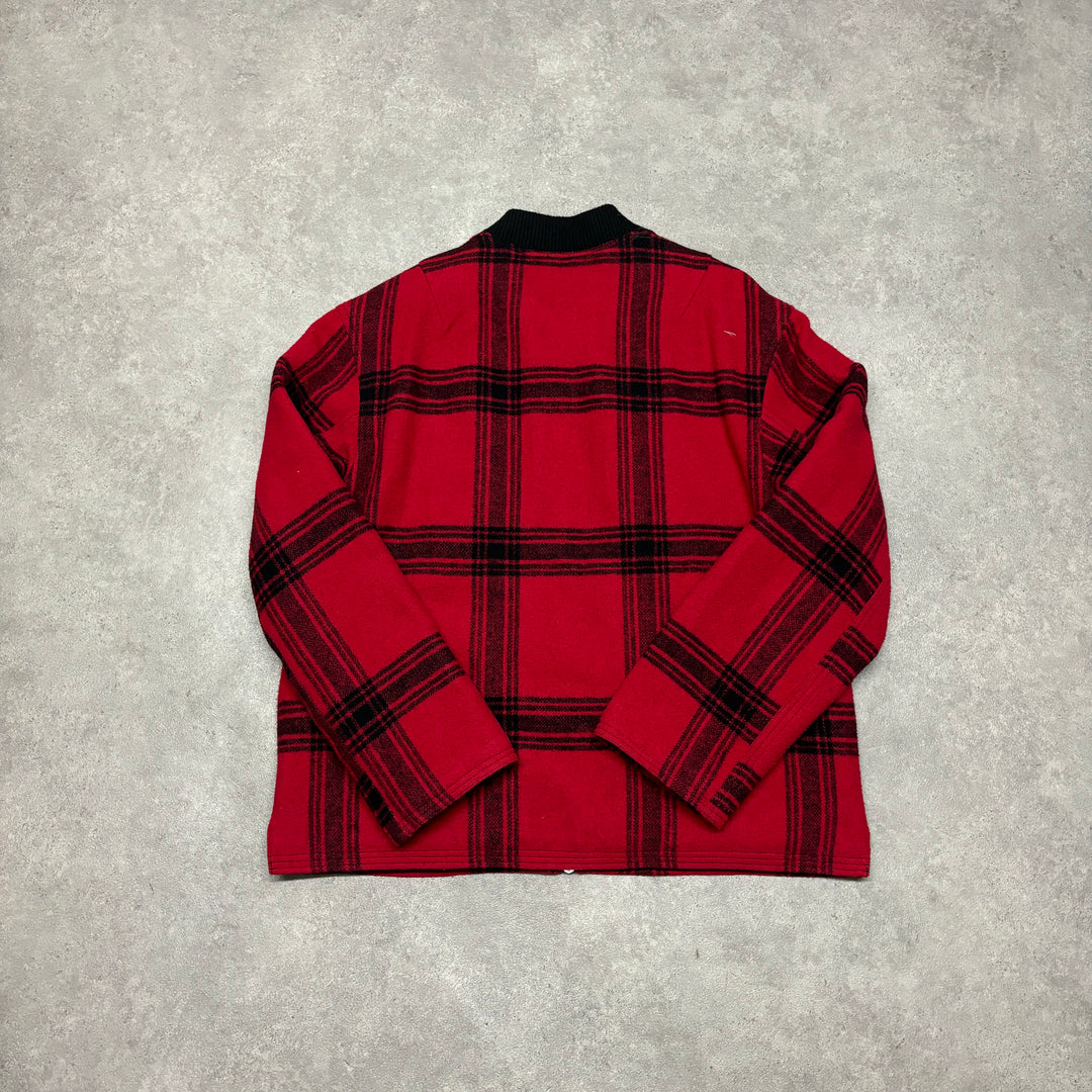 2019 Supreme Red Flannel Zip Up Jacket (L)