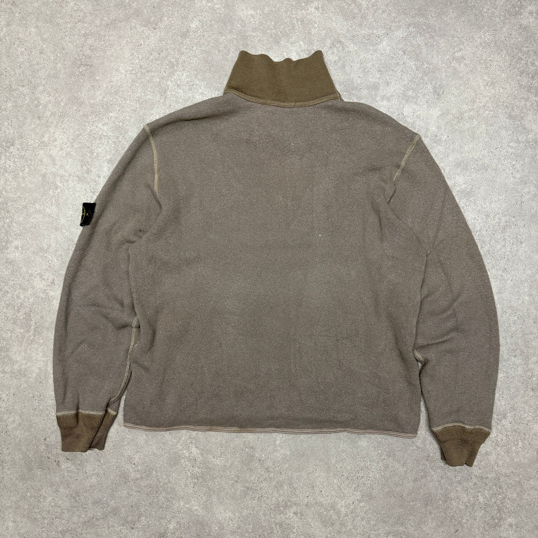 Vintage Stone Island Quarter Button Jumper Size XXL Beige