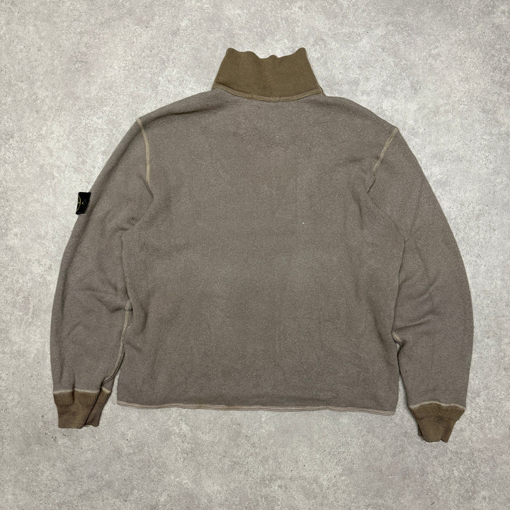 Vintage Stone Island Quarter Button Jumper Size XXL Beige