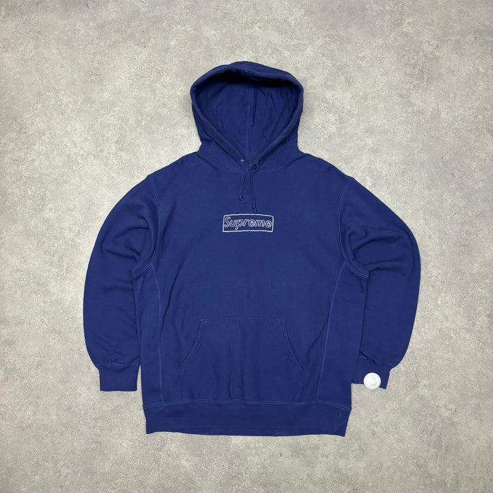 Supreme x Kaws Chalk Logo Navy Pullover Hoodie (L)
