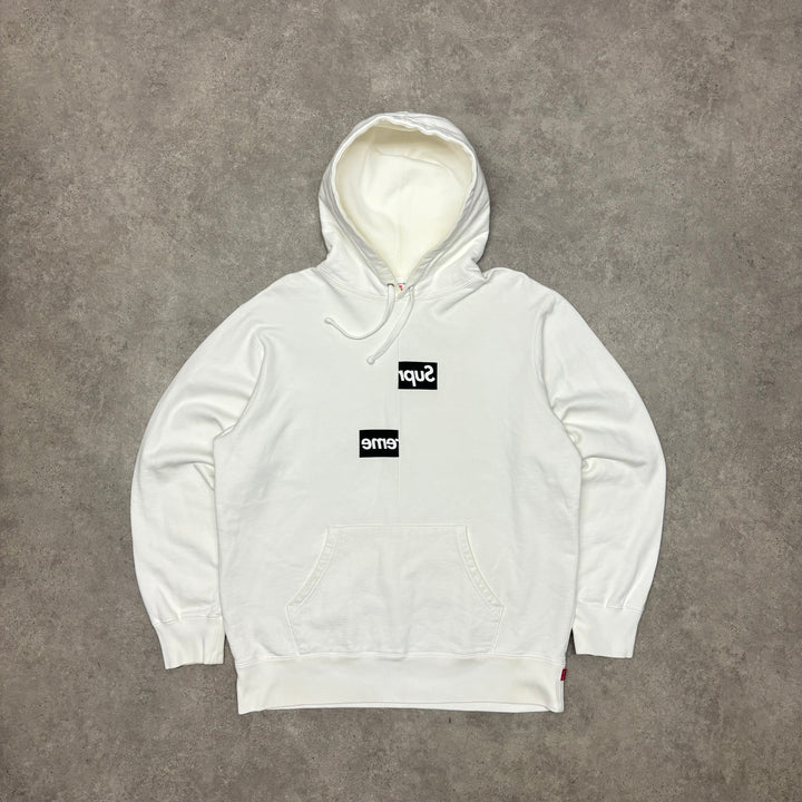 Supreme x Comme De Garçons White Box Logo Hoodie (L)