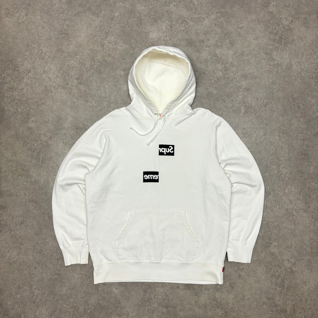 Supreme x Comme De Garçons White Box Logo Hoodie (L)