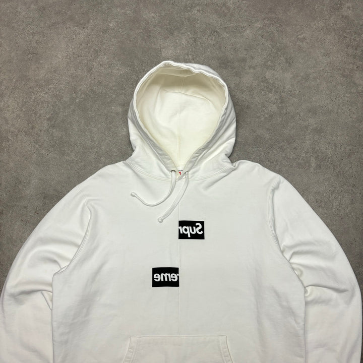 Supreme x Comme De Garçons White Box Logo Hoodie (L)