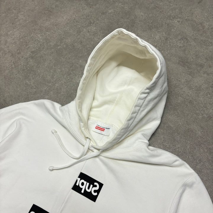 Supreme x Comme De Garçons White Box Logo Hoodie (L)