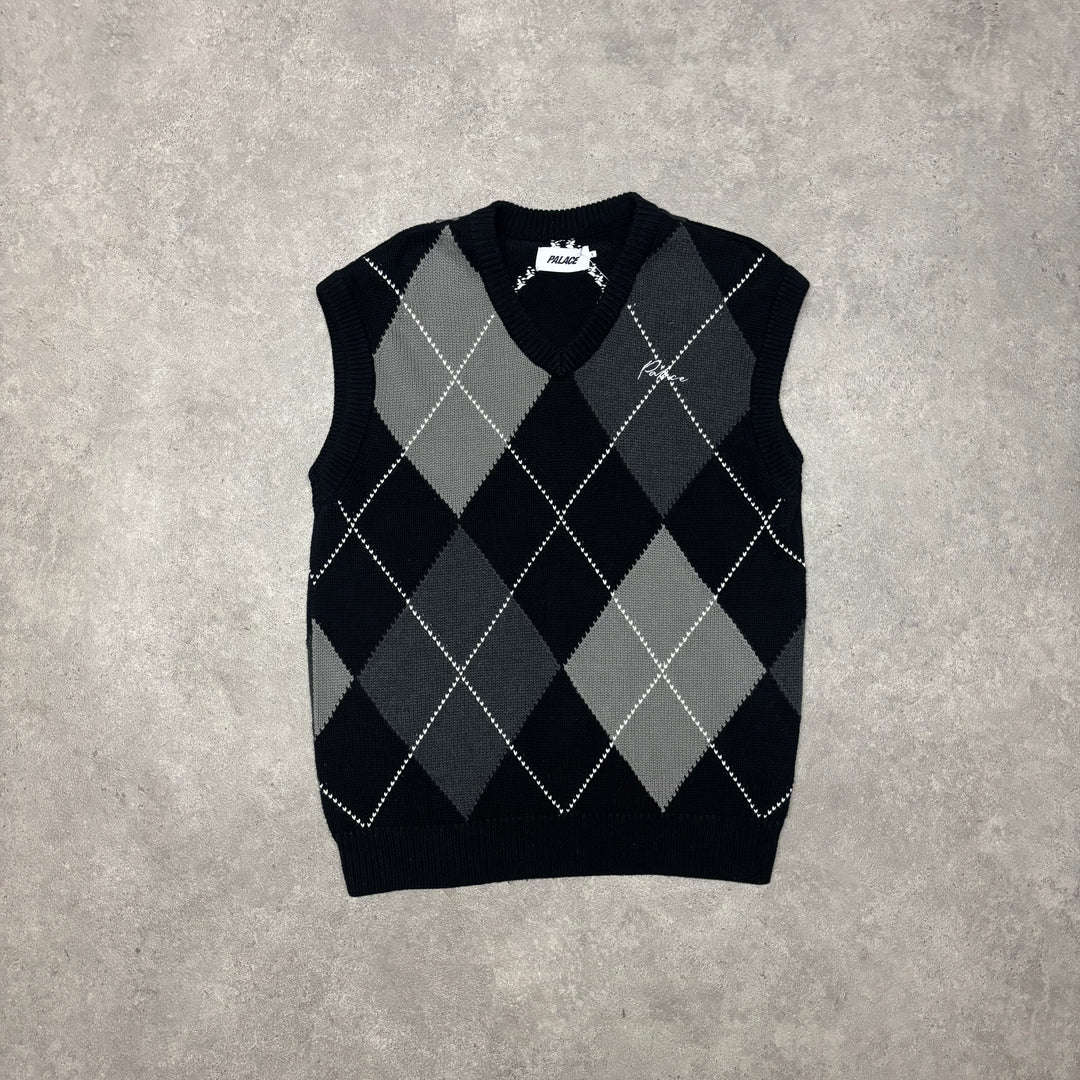 Palace Argyle Black Knitted Sweater Vest (S)