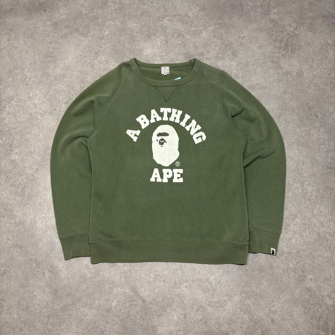 Bape A Bathing Ape Green Graphic Print Sweatshirt (M)