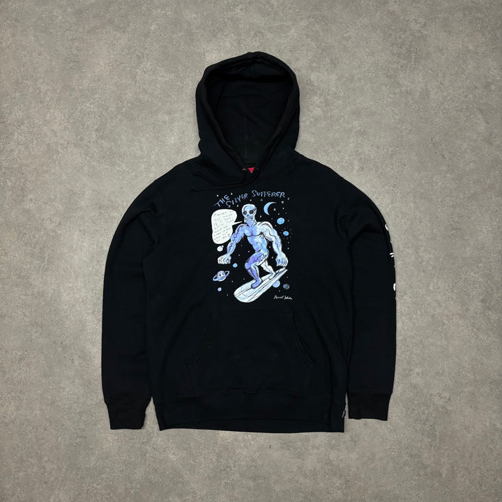 Supreme Daniel Johnston Silver Surfer Black Pullover Hoodie (M)