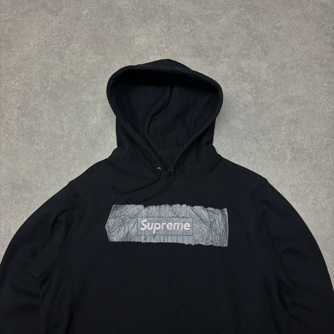 Supreme x Swarovski Box Log Black Pullover Hoodie (M)