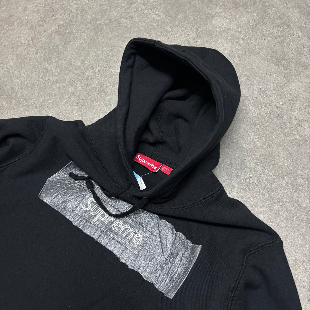 Supreme x Swarovski Box Log Black Pullover Hoodie (M)